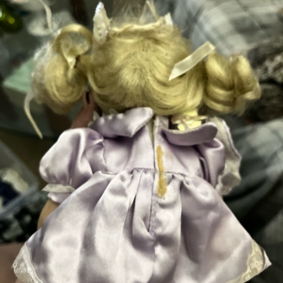 VINTAGE Lavender Dress Porcelain Baby Doll - Picture 4 of 4